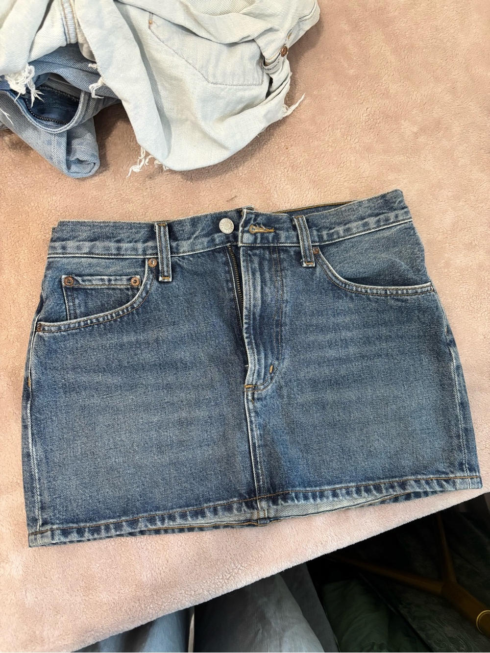 AGOLDE Classic Blue Denim Mini Skirt